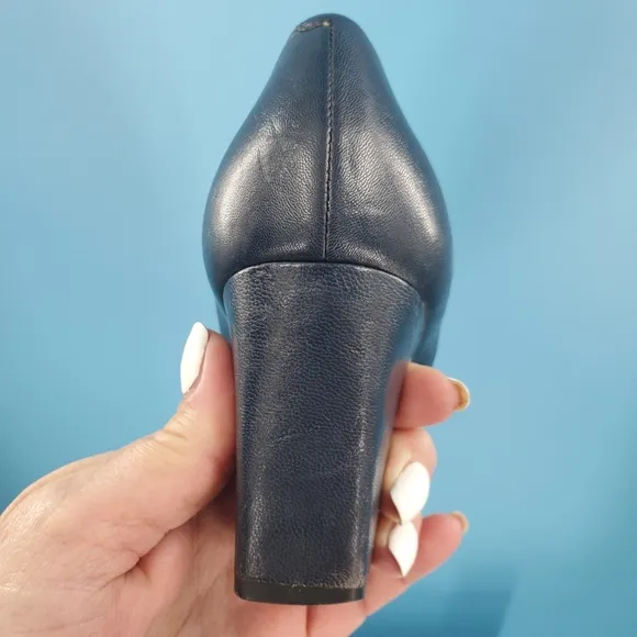 Tory Burch navy leather block heel pump 8.5M