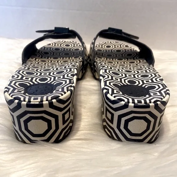 Tory Burch Noah Navy Leather Slides Size 7 1/2