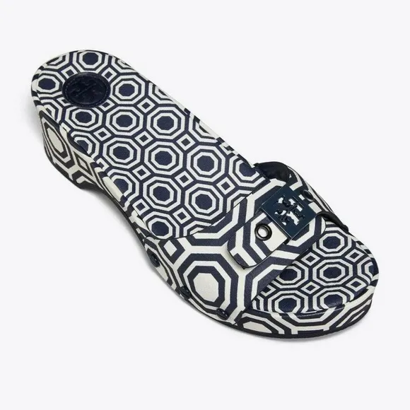 Tory Burch Noah Navy Leather Slides Size 7 1/2