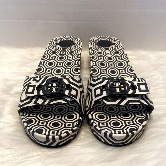 Tory Burch Noah Navy Leather Slides Size 7 1/2