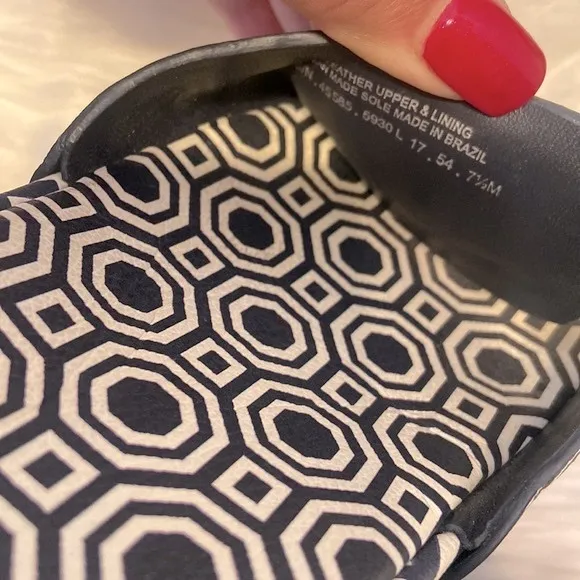 Tory Burch Noah Navy Leather Slides Size 7 1/2