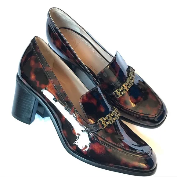 Tory Burch Patent Animal Print Block Heels 5.5M