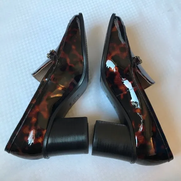 Tory Burch Patent Animal Print Block Heels 5.5M