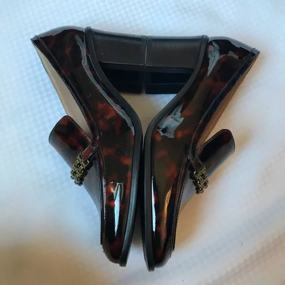 Tory Burch Patent Animal Print Block Heels 5.5M