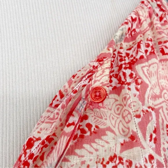 Tory Burch Printed Cotton Flowy Babydoll Tunic Shift Peasant Short Sleeve Dress