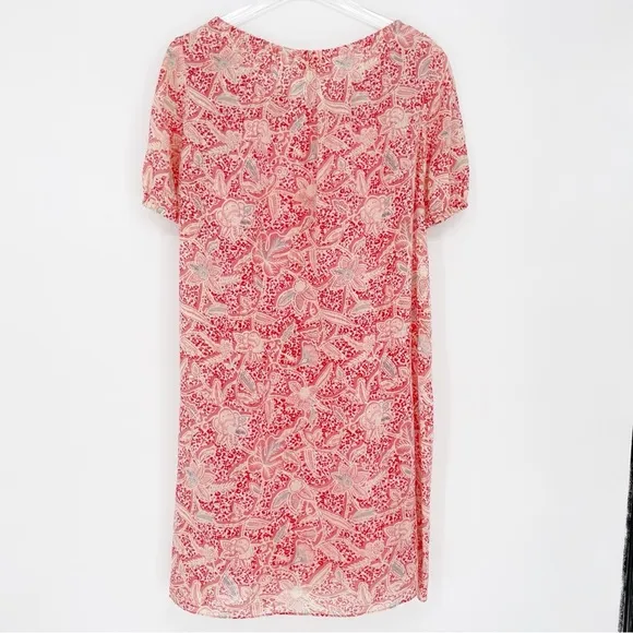 Tory Burch Printed Cotton Flowy Babydoll Tunic Shift Peasant Short Sleeve Dress