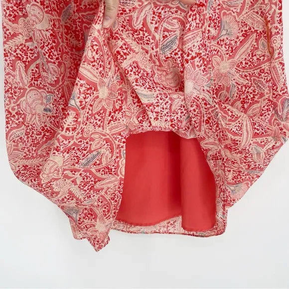 Tory Burch Printed Cotton Flowy Babydoll Tunic Shift Peasant Short Sleeve Dress