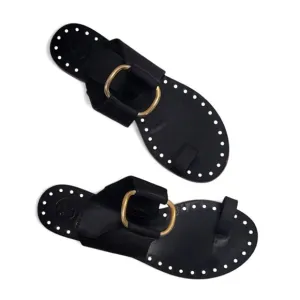 TORY BURCH Ravello Studded Sandal Black Leather Slides
