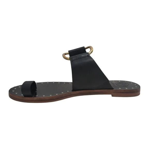 TORY BURCH Ravello Studded Sandal Black Leather Slides