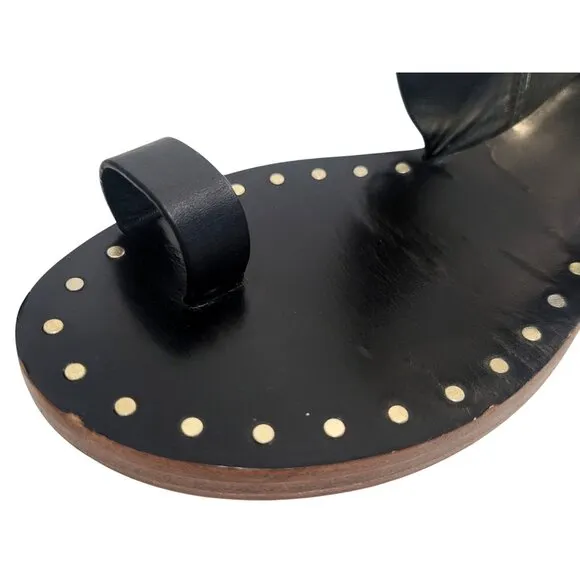TORY BURCH Ravello Studded Sandal Black Leather Slides