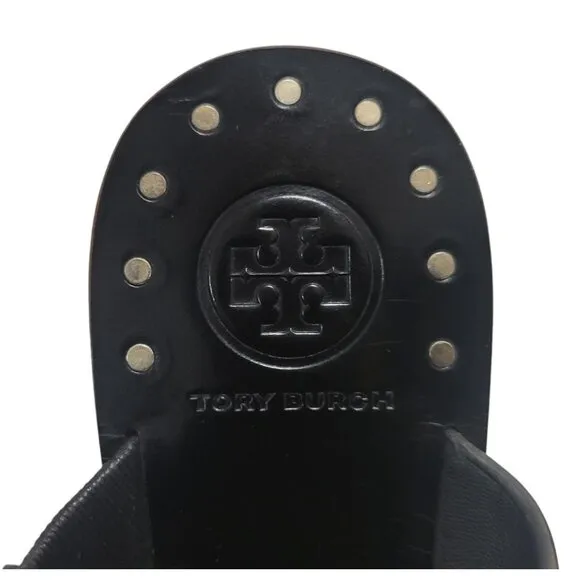 TORY BURCH Ravello Studded Sandal Black Leather Slides