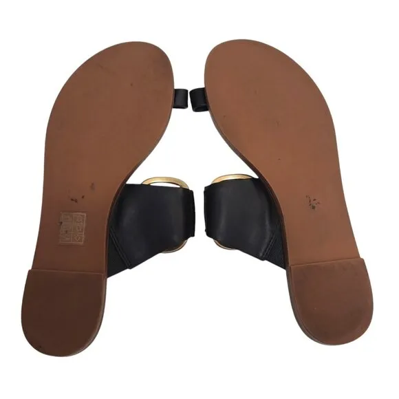 TORY BURCH Ravello Studded Sandal Black Leather Slides