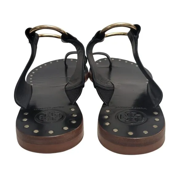 TORY BURCH Ravello Studded Sandal Black Leather Slides