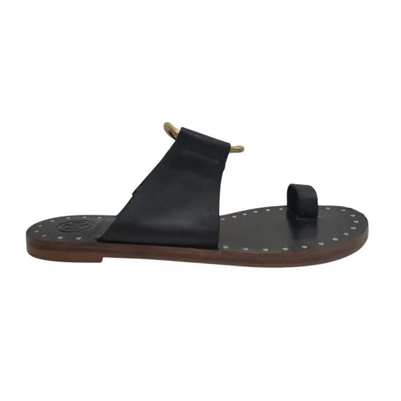 TORY BURCH Ravello Studded Sandal Black Leather Slides