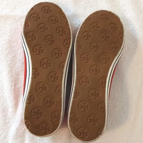 Tory Burch Red and Navy Canvas Raymond Slip On Size 6 (4359)