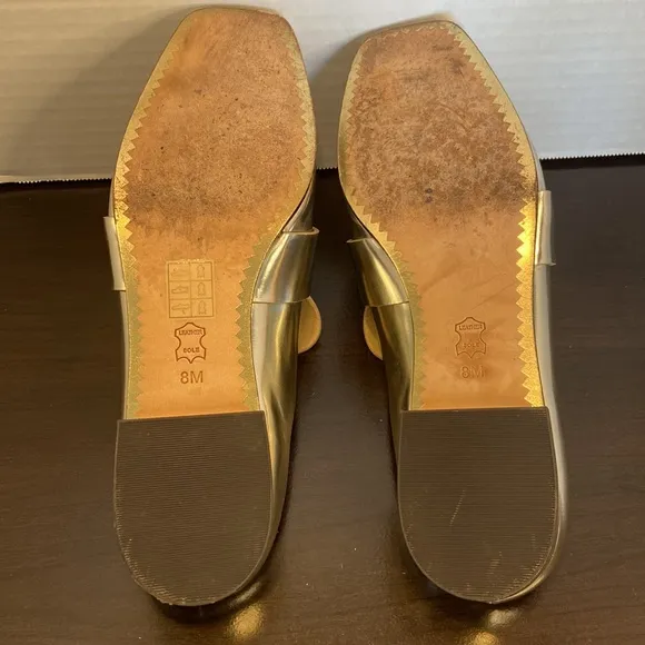 Tory Burch Sidney Silver Metallic Leather Slides Loafers Size 8
