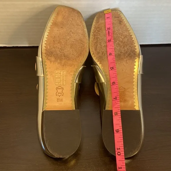 Tory Burch Sidney Silver Metallic Leather Slides Loafers Size 8