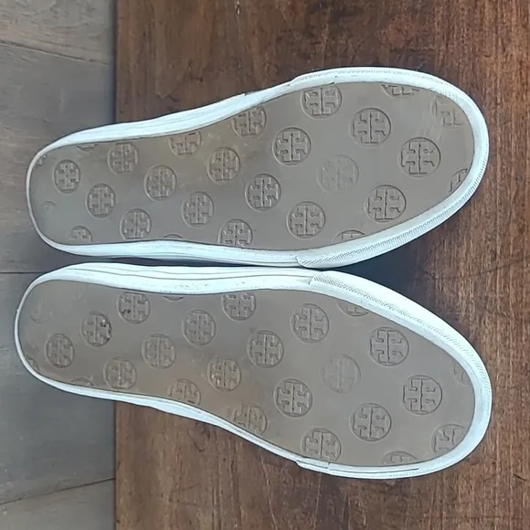 Tory Burch Sneakers Women's sz 6 Green/Cream Floral Slip On Canvas Sneaker