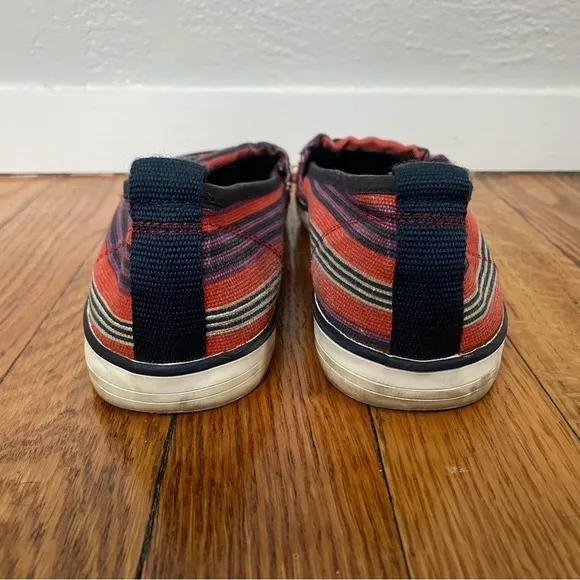 Tory Burch Striped Canvas Slip On Flats Size 5