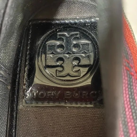 Tory Burch Striped Canvas Slip On Flats Size 5