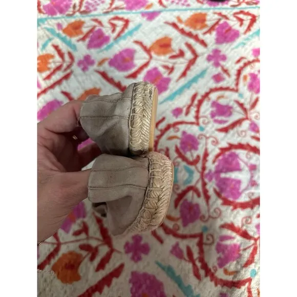Tory Burch tan embellished suede jewel almond slip ons