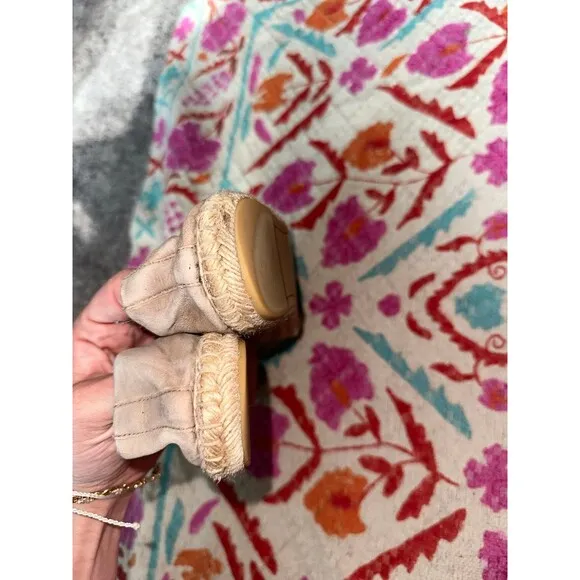 Tory Burch tan embellished suede jewel almond slip ons