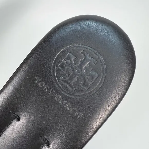 Tory Burch Wedge Sandal Leather Canvas Platform Wood Luxury Vacation Slip On 8.5