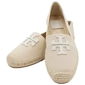 TORY BURCH Weston Flat Espadrille Canvas Slip-On Leather Logo
