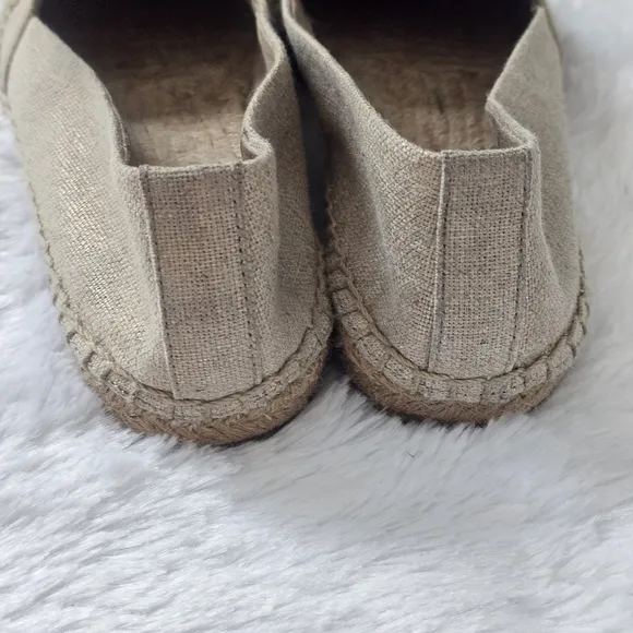 TORY BURCH Weston Flat Espadrille Canvas Slip-On Leather Logo