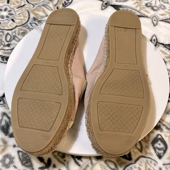 Tory Burch Weston Flat Espadrille Rose Women's Size 7 Two-tone Canvas Slip On