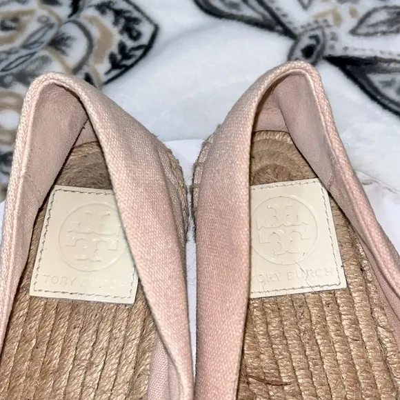 Tory Burch Weston Flat Espadrille Rose Women's Size 7 Two-tone Canvas Slip On