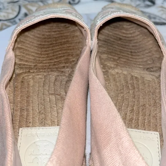 Tory Burch Weston Flat Espadrille Rose Women's Size 7 Two-tone Canvas Slip On
