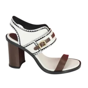 TORY BURCH WHITE LEATHER RALEIGH SANDAL HEELS