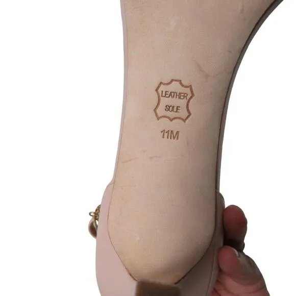Tory Burch Women Size 11M Blush Pink Open Toe Leather Heels