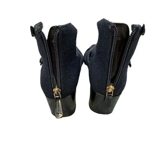 Tory Burch Navy Wool Stappy Block Heels