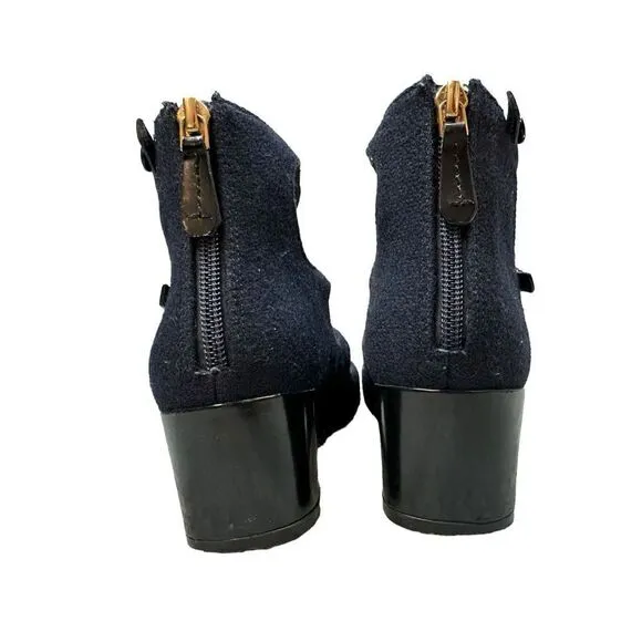 Tory Burch Navy Wool Stappy Block Heels