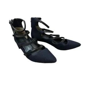 Tory Burch Navy Wool Stappy Block Heels