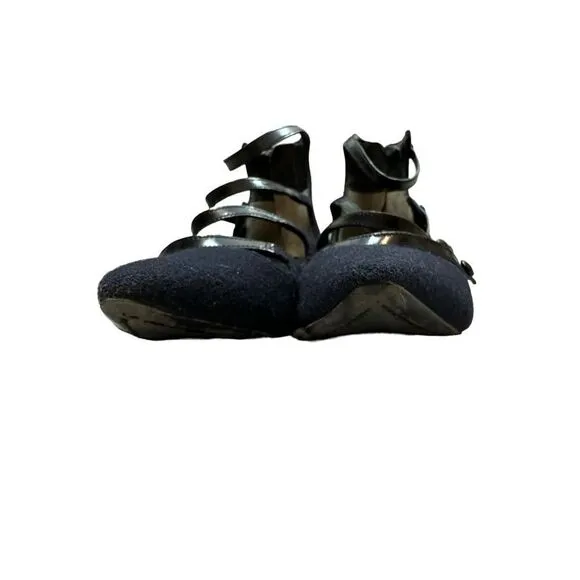 Tory Burch Navy Wool Stappy Block Heels