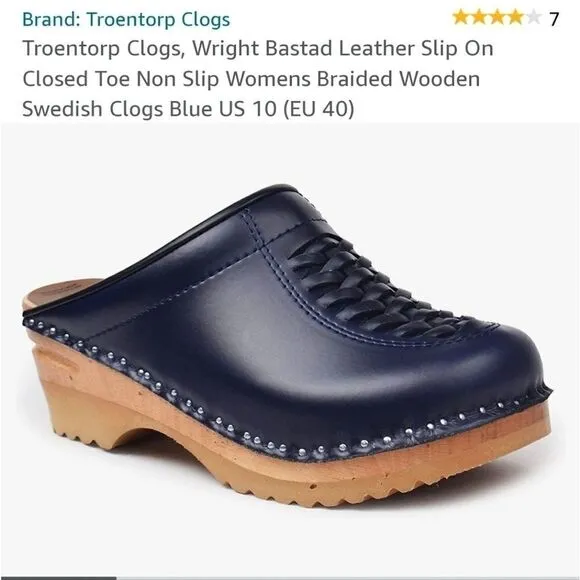 Troentorp Clogs, Wright Bastad Leather Slip On Closed Toe Non Slip Braid…