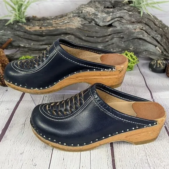 Troentorp Clogs, Wright Bastad Leather Slip On Closed Toe Non Slip Braid…