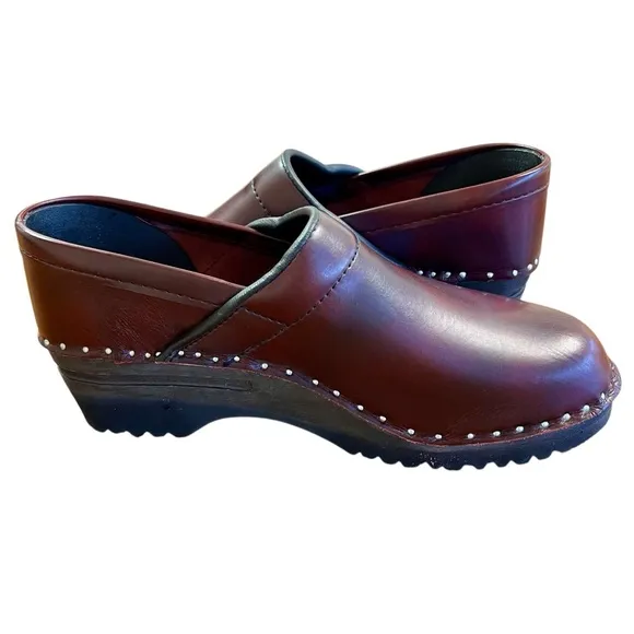 TROENTORP Van Gogh Swedish Clogs Shoes Sz 8 39 Toffelfabrik Bordeaux Bastad Red