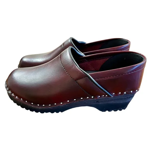 TROENTORP Van Gogh Swedish Clogs Shoes Sz 8 39 Toffelfabrik Bordeaux Bastad Red