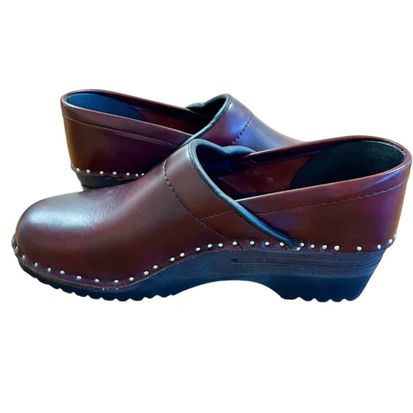 TROENTORP Van Gogh Swedish Clogs Shoes Sz 8 39 Toffelfabrik Bordeaux Bastad Red