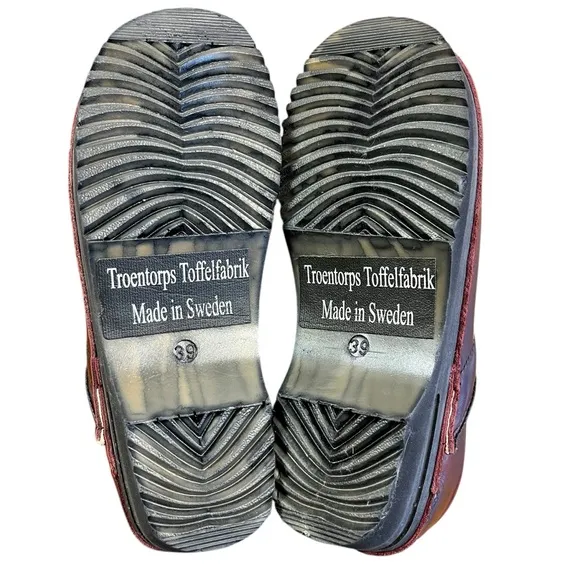 TROENTORP Van Gogh Swedish Clogs Shoes Sz 8 39 Toffelfabrik Bordeaux Bastad Red