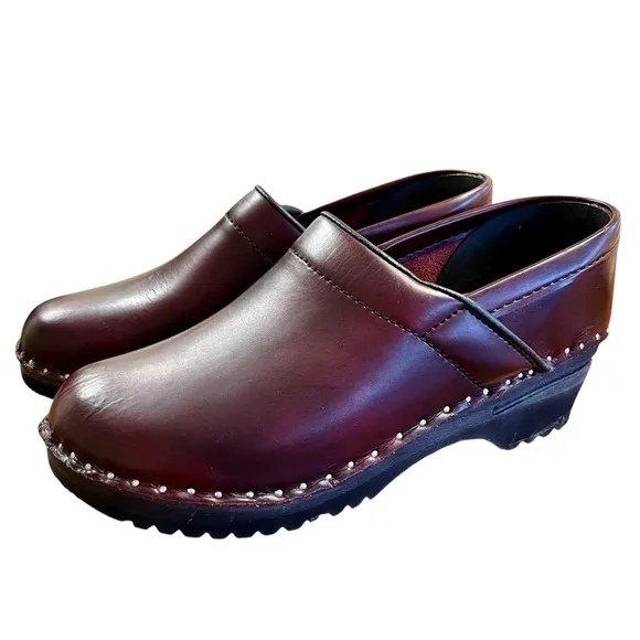 TROENTORP Van Gogh Swedish Clogs Shoes Sz 8 39 Toffelfabrik Bordeaux Bastad Red
