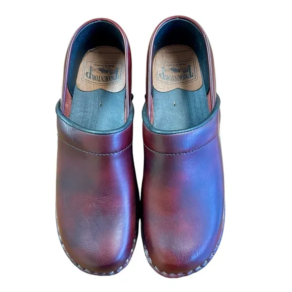 TROENTORP Van Gogh Swedish Clogs Shoes Sz 8 39 Toffelfabrik Bordeaux Bastad Red