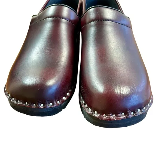 TROENTORP Van Gogh Swedish Clogs Shoes Sz 8 39 Toffelfabrik Bordeaux Bastad Red