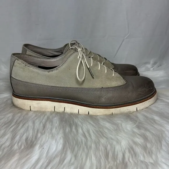 Tsubo Ash Grey Leather/Tan Suede Oxfords S/N 8357 Sz  10.5