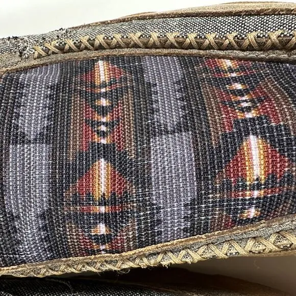 Twisted X Slip On Leather Canvas Driving Eco Moc Aztec Print Men’s 14
