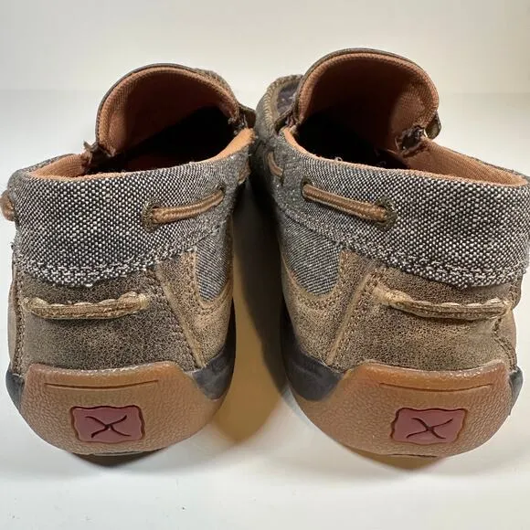 Twisted X Slip On Leather Canvas Driving Eco Moc Aztec Print Men’s 14